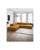 Canapé D'Angle Fixe Modulable - Jeanne - Tissu Texturé Avec 2 Chauffeuses, 1 Angle Et 2 Poufs