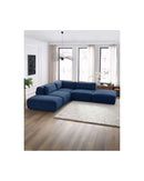 Canapé D'Angle Fixe Modulable - Jeanne - Tissu Texturé Avec 2 Chauffeuses, 1 Angle Et 2 Poufs