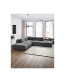 Canapé D'Angle Fixe Modulable - Jeanne - Tissu Texturé Avec 2 Chauffeuses, 1 Angle Et 2 Poufs