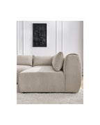 Jeanne - Fixed Modular Corner Sofa - Textured Fabric with 2 Armless Chairs, 1 Corner Unit and 2 Pouffes