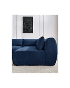 Jeanne - Fixed Modular Corner Sofa - Textured Fabric with 2 Armless Chairs, 1 Corner Unit and 2 Pouffes