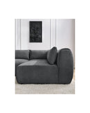 Canapé D'Angle Fixe Modulable - Jeanne - Tissu Texturé Avec 2 Chauffeuses, 1 Angle Et 2 Poufs