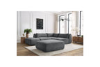 Jeanne - Fixed Modular Corner Sofa - Textured Fabric with 2 Armless Chairs, 1 Corner Unit and 2 Pouffes