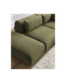 Canapé D'Angle Fixe Modulable - Jeanne - Tissu Texturé Avec 2 Chauffeuses, 1 Angle Et 2 Poufs