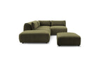 Jeanne - Fixed Modular Corner Sofa - Textured Fabric with 2 Armless Chairs, 1 Corner Unit and 2 Pouffes