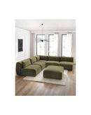 Canapé D'Angle Fixe Modulable - Jeanne - Tissu Texturé Avec 4 Chauffeuses, 1 Angle Et 1 Pouf