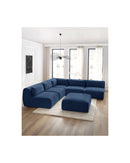 Canapé D'Angle Fixe Modulable - Jeanne - Tissu Texturé Avec 4 Chauffeuses, 1 Angle Et 1 Pouf