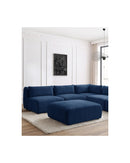 Canapé D'Angle Fixe Modulable - Jeanne - Tissu Texturé Avec 4 Chauffeuses, 1 Angle Et 1 Pouf