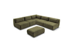 Jeanne - Fixed Modular Corner Sofa - Textured Fabric with 4 Armless Chairs, 1 Corner Unit and 1 Pouffe