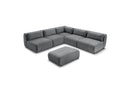 Canapé D'Angle Fixe Modulable - Jeanne - Tissu Texturé Avec 4 Chauffeuses, 1 Angle Et 1 Pouf