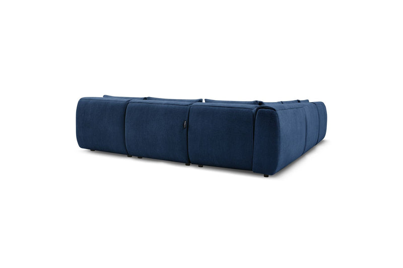 Canapé D'Angle Fixe Modulable - Jeanne - Tissu Texturé Avec 4 Chauffeuses, 1 Angle Et 1 Pouf