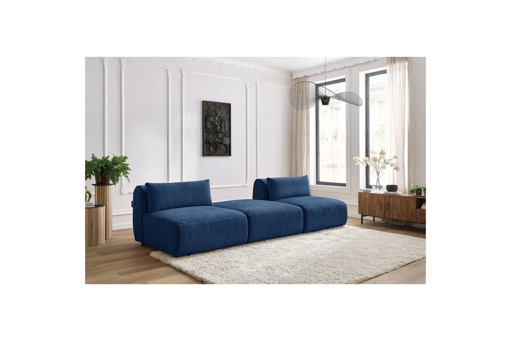 Fixed Straight 3-Seater Jeanne Textured Fabric Sofa