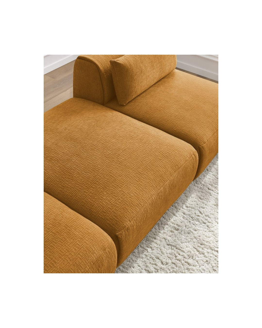 Fixed Straight 3-Seater Jeanne Textured Fabric Sofa