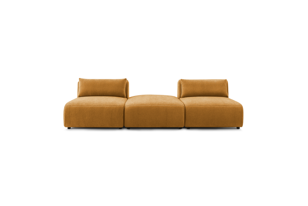 Fixed Straight 3-Seater Jeanne Textured Fabric Sofa