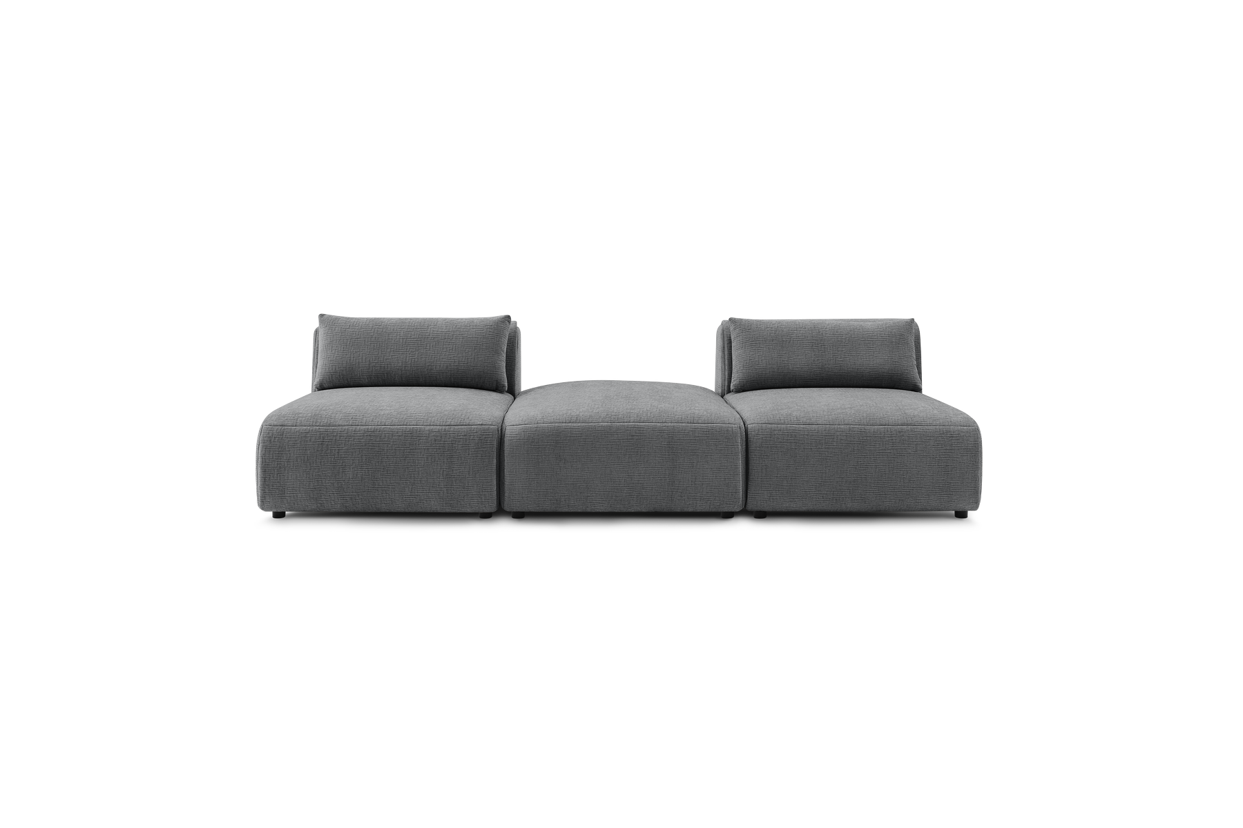 Fixed Straight 3-Seater Jeanne Textured Fabric Sofa