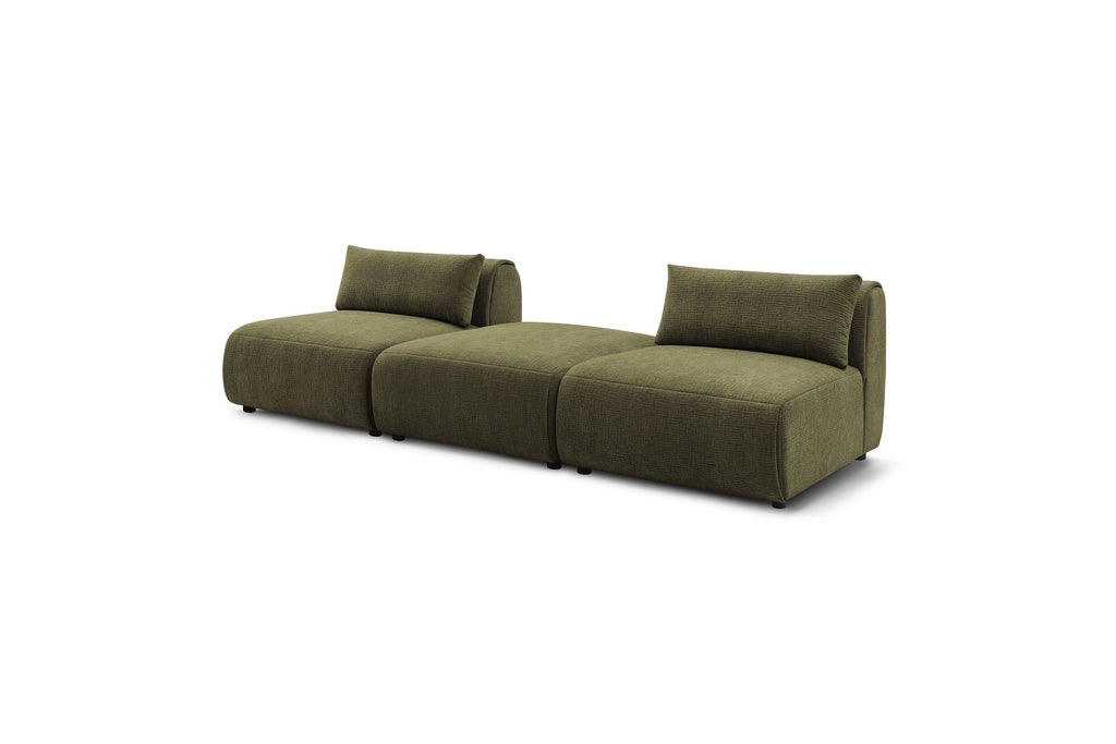 Fixed Straight 3-Seater Jeanne Textured Fabric Sofa
