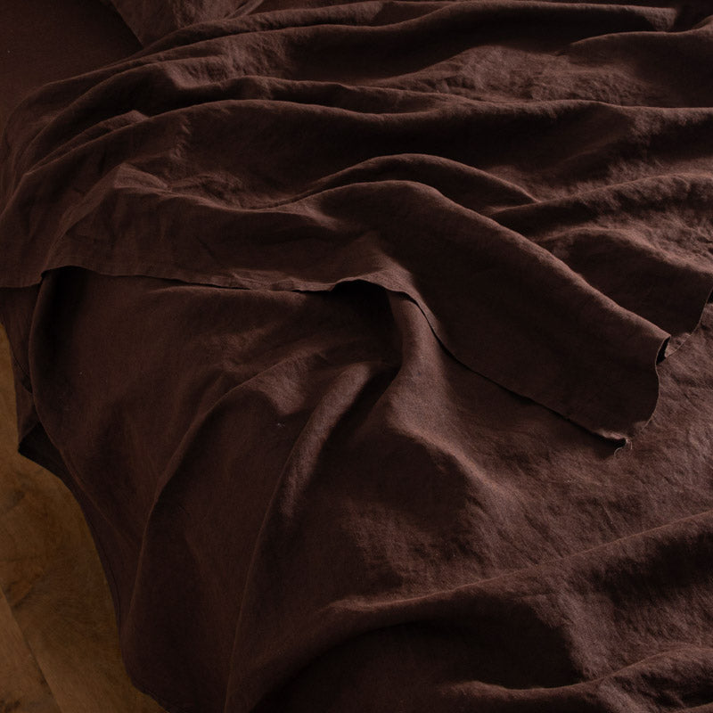 Drap Plat - En Lin Lavé - Cacao