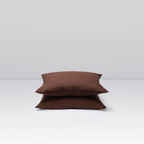 2 Pillowcases - Washed Linen - Cocoa