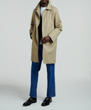 Fursac - Beige Cotton Gabardine Balmacaan Coat