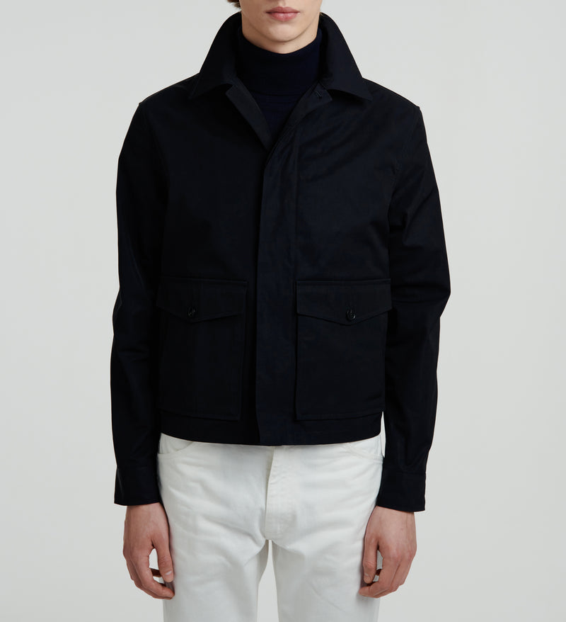 Fursac - Shirt Collar Technical Fabric Jacket - Navy