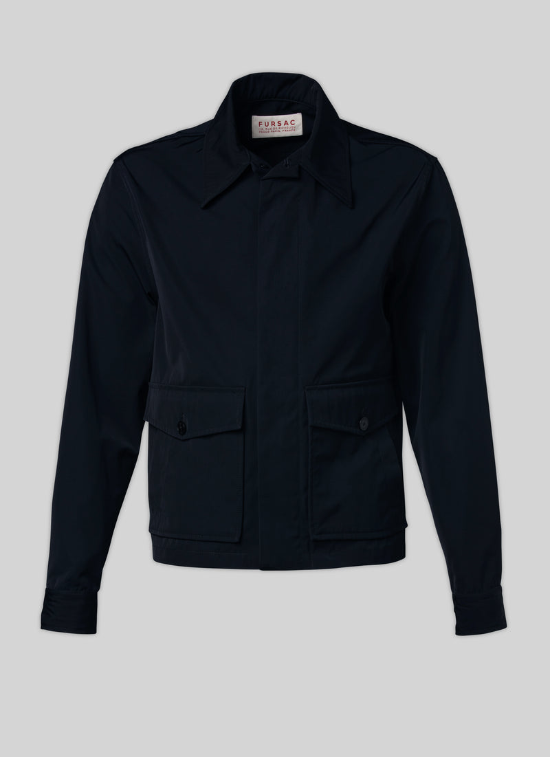 Fursac - Chaqueta de tejido técnico con cuello camisero - Azul marino