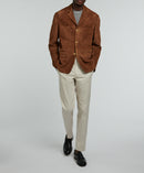 Fursac - Veste Blazer En Chèvre Velours Camel - Cognac