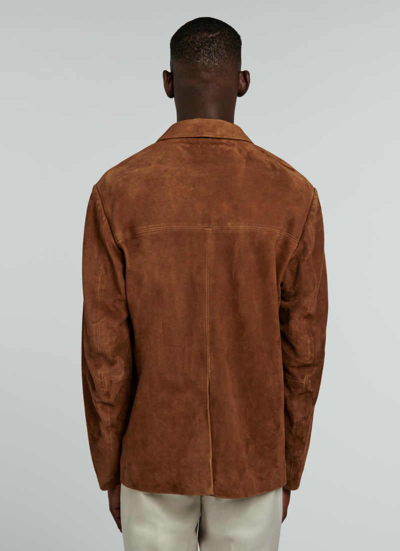 Fursac - Veste Blazer En Chèvre Velours Camel - Cognac