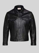 Fursac - Blouson En Cuir Grainé Noir