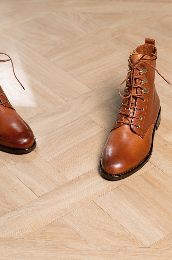 Ela Ankle Boots - Smooth Leather - Cognac