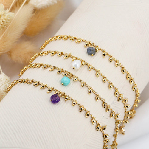 Bracelet Gypsie Amazonite - Or Et Vert D'Eau