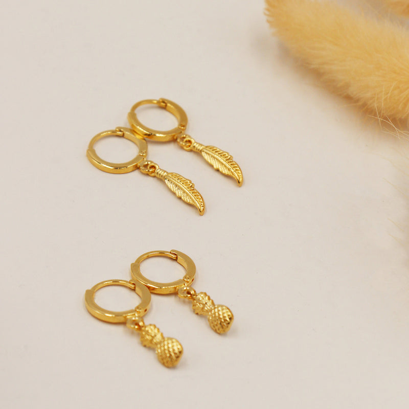 Boucles D'Oreilles Charms Ananas - Or