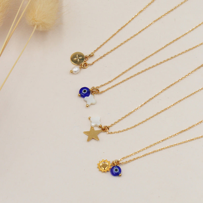 Collier Nazar  - Or / Blanc - Bleu