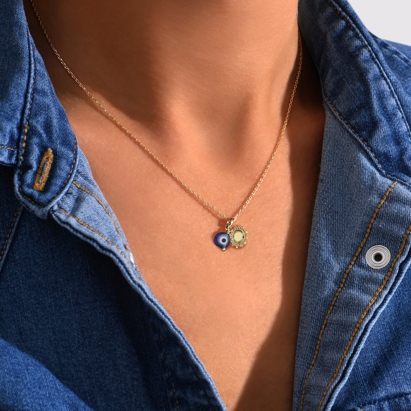 Collier Nazar  - Or / Blanc - Bleu