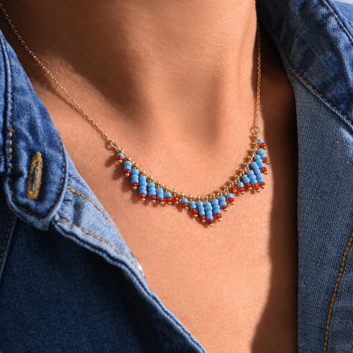 Collier Bahia  - Or / Turquoise