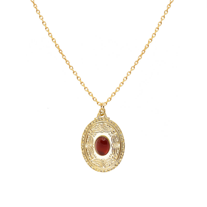 Collier Thais Cornaline - Or / Rouge