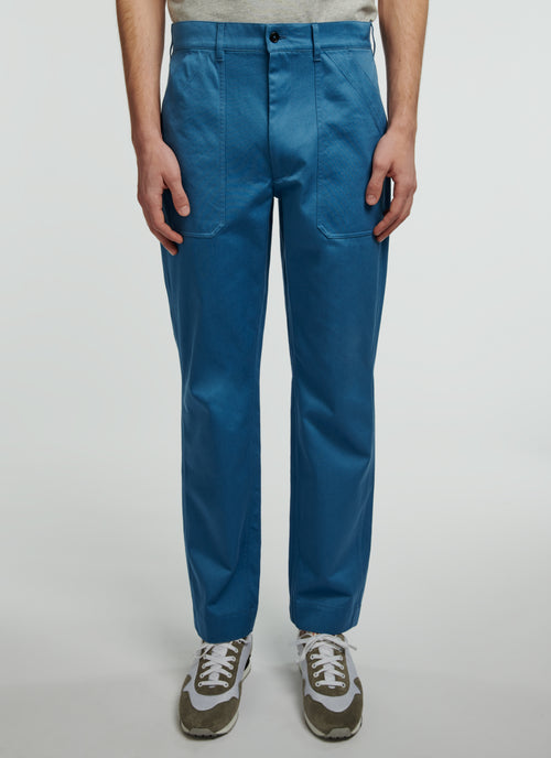 Fursac - Pantalón Cargo Gabardina Algodón Azul