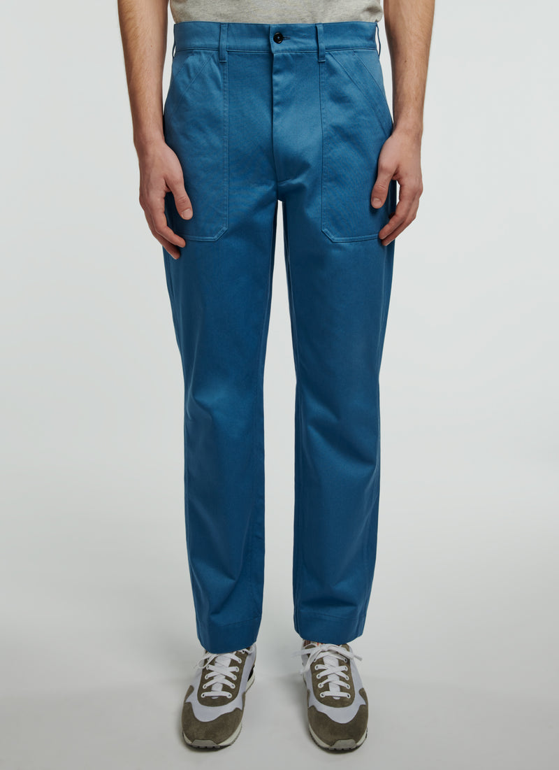 Fursac - Pantalon Cargo En Gabardine De Coton Bleu