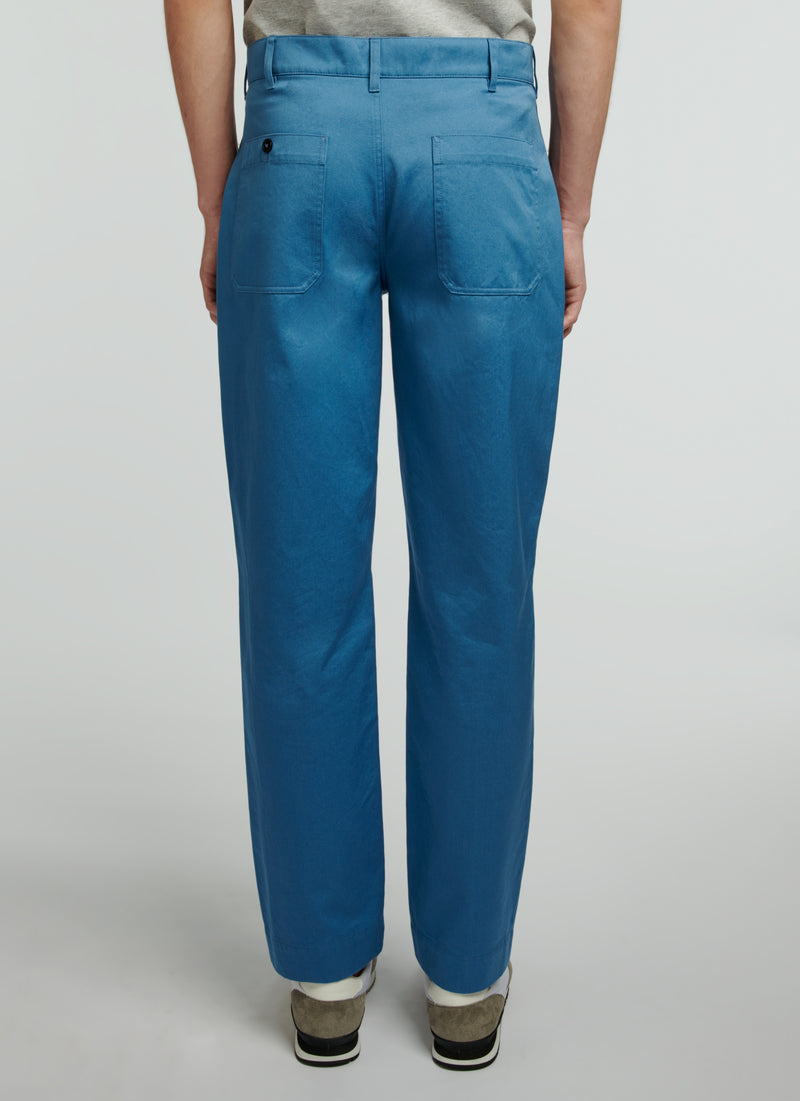 Fursac - Pantalon Cargo En Gabardine De Coton Bleu