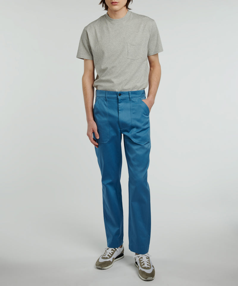 Fursac - Blue Cotton Gabardine Cargo Pants