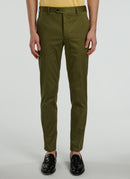 Fursac - Pantalón Chino Gabardina Algodón Verde Oliva