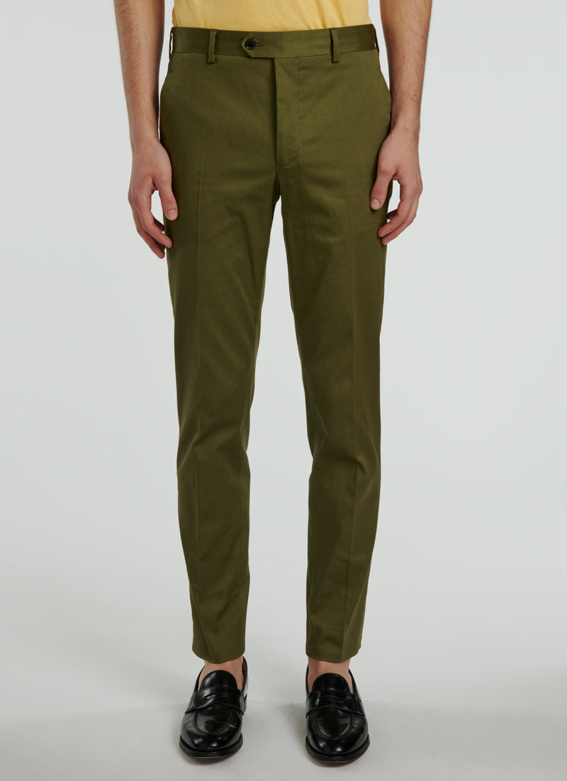 Fursac - Pantalón Chino Gabardina Algodón Verde Oliva