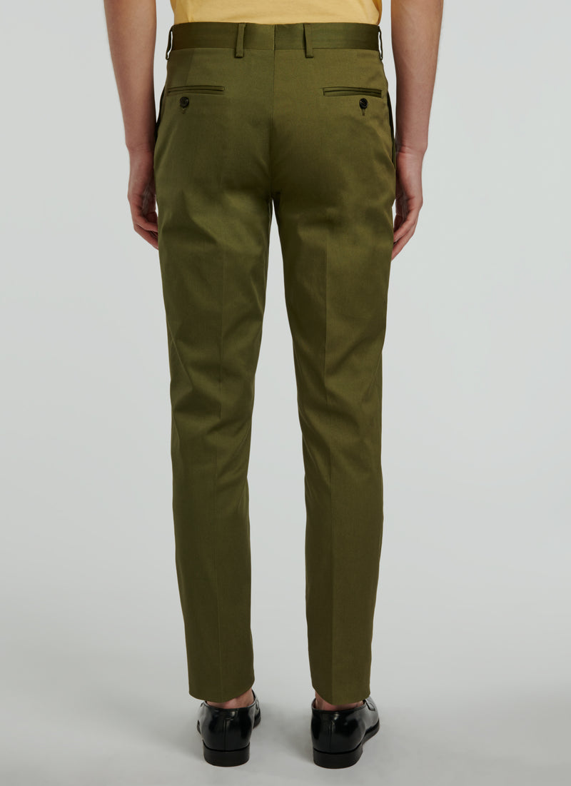 Fursac - Olive Green Cotton Gabardine Chino Pants