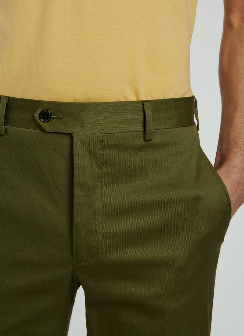 Fursac - Olive Green Cotton Gabardine Chino Pants