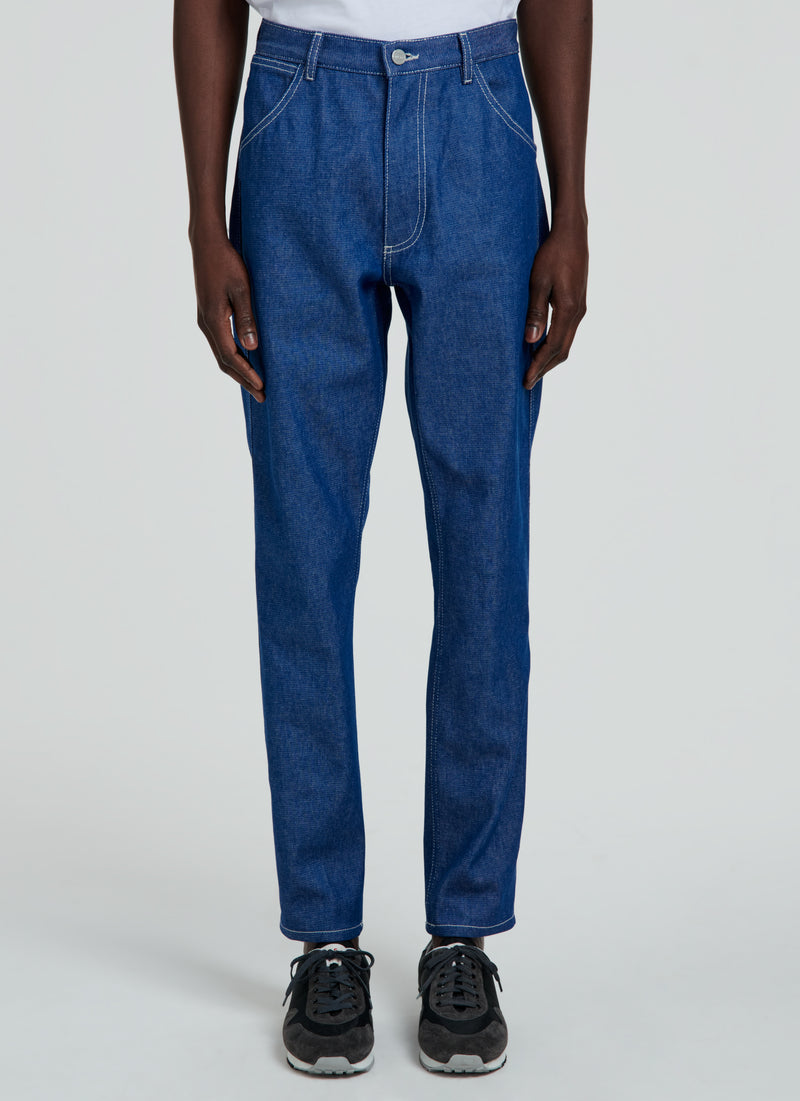 Fursac - Blue Cotton Serge 5-Pocket Trousers