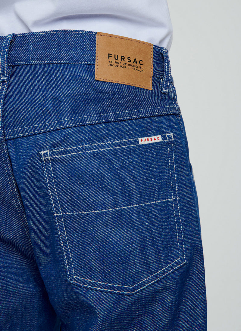 Fursac - Blue Cotton Serge 5-Pocket Trousers