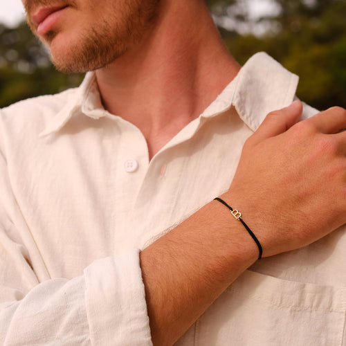 Bracelet B - Plaqué Argent - Noir