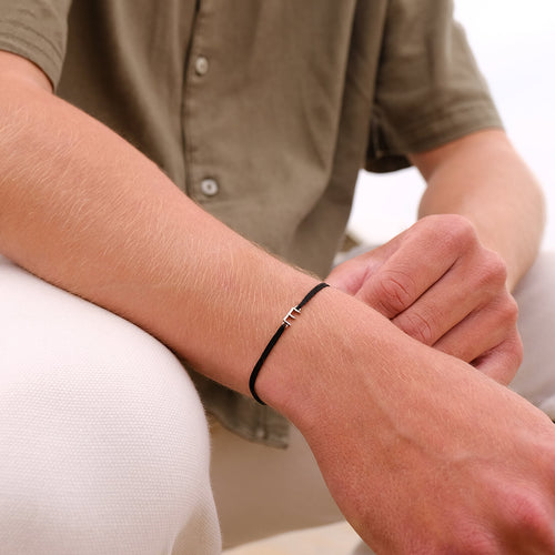 Bracelet E - Plaqué Argent - Noir