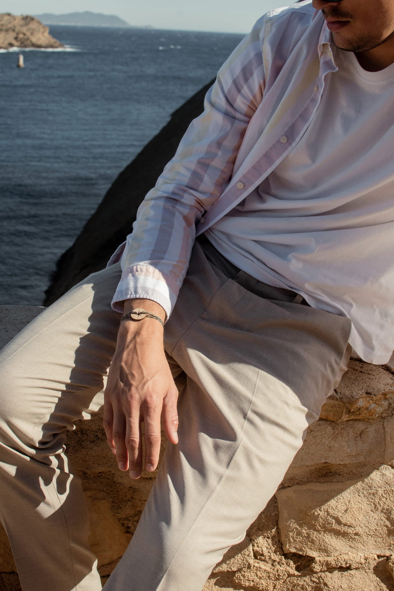 Bracelet Feuillu - Vert Kaki Moucheté Blanc