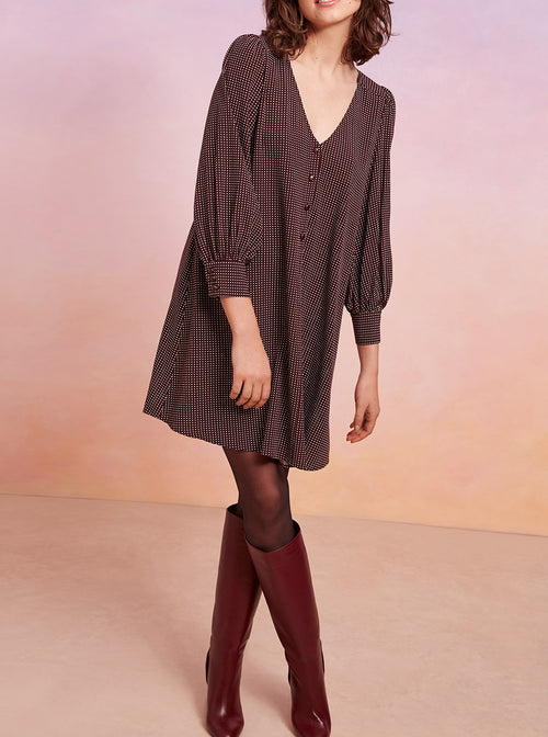 Vestido Rizolo - Lunares Ciruela