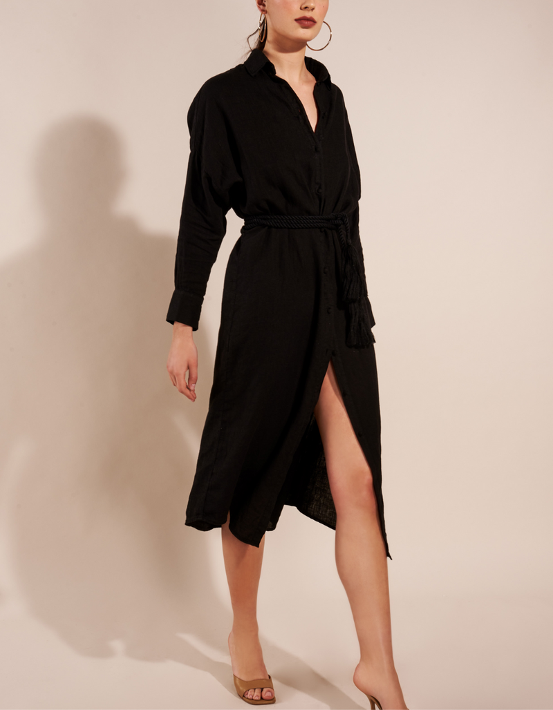 Lina Shirt Dress - Black